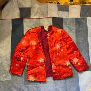 Red Floral Satin Jacket